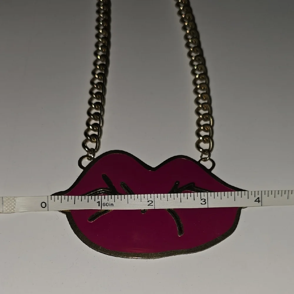 Betsey Johnson Fuchsia Lips Necklace